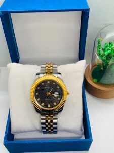 Rolex Stainless Steel Date Just Chain Watch (Golden & Silver)
